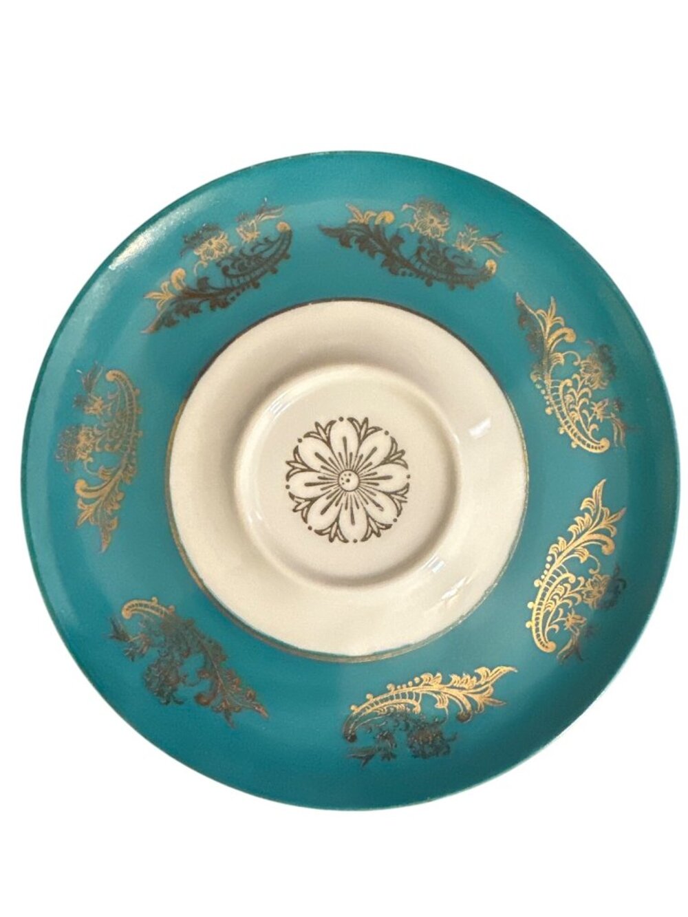Royal Haulsey Teacup And Saucer Set Teal Gold Floral Bone China - Picture 4 of 8